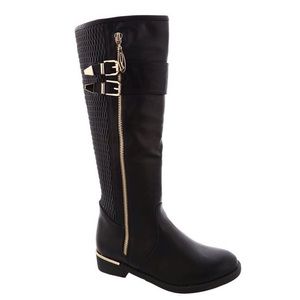 Brand New Women's Ginger Riding Round Toe Knee High Boots - Black